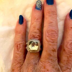 David Yurman Diamond & Prasiolite Ring